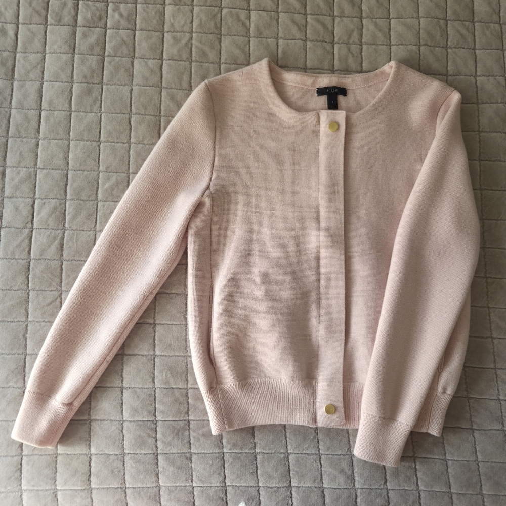 J.Crew Merino Wool Pink Cardigan Sweater Jacket Size S